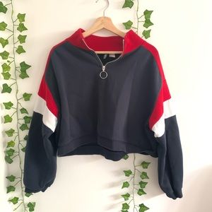 Cropped Half Zip Sweatshirt